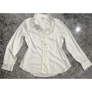 Crown and Ivy White Ruffled Blouse Size- L